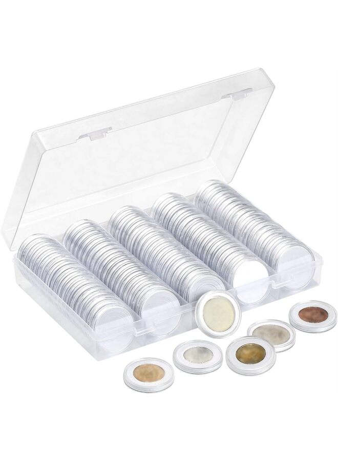 100 Pieces 30mm Coin Capsules and 5 Sizes (17/19/21.5/25/27/29.5mm) White Protect Gasket Coin Holder Case with Plastic Storage Organizer Box for Coin Collection Supplies - Image 2