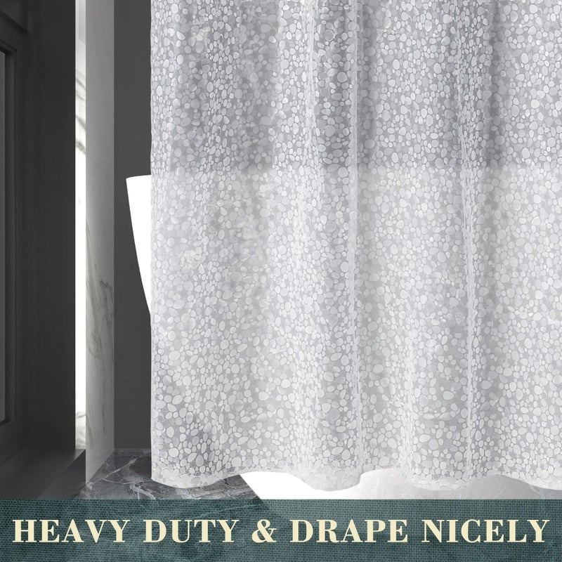 ABLUEN No Hook Shower Curtain or Liner - 8G Heavy Duty Cobblestone Bathroom Shower Curtain No Hooks Required, Waterproof Plastic & PVC Free, Standard Size 71 x 74, Pebble - Image 5