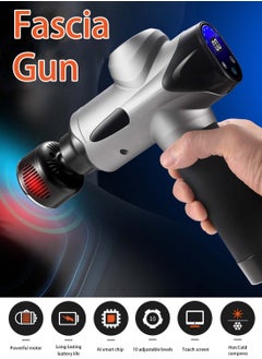 EqiEch Hot And Cold Head Massage Gun, Deep Tissue Impact Massager With Heated Head For Pain Relief, 10-Level Intensity Control Mode, 7 Replaceable Massage Heads, Fascia Gun Set With Handbag.  - Image 2