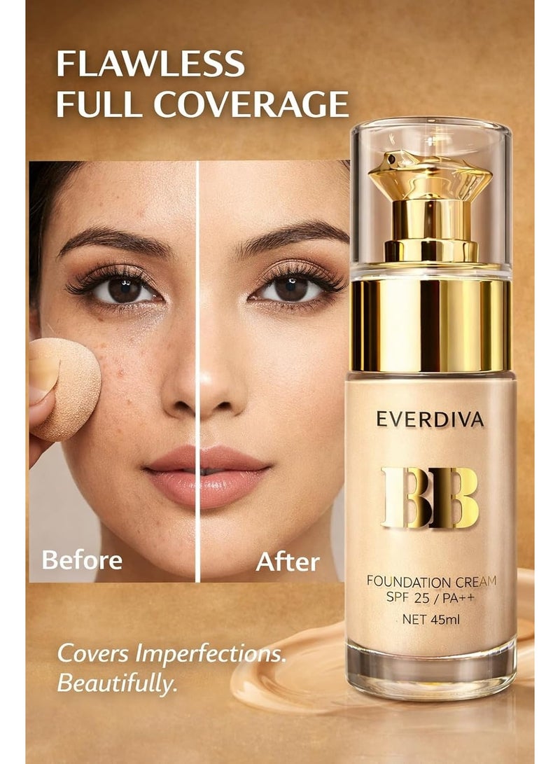 Everdiva Complete Eye & Face Makeup Combo Kit - Eyeliner, BB Foundation, Compact Powder, Mascara with Makeup Bag - Image 3