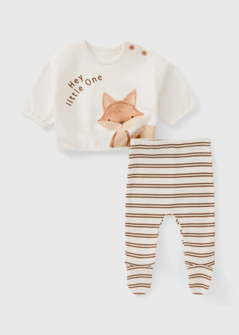 ماتلان Baby White Fox Top & Leggings Set