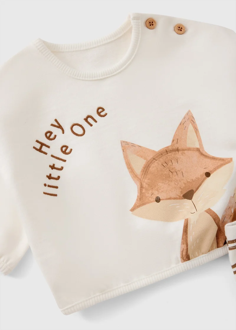 ماتلان Baby White Fox Top & Leggings Set