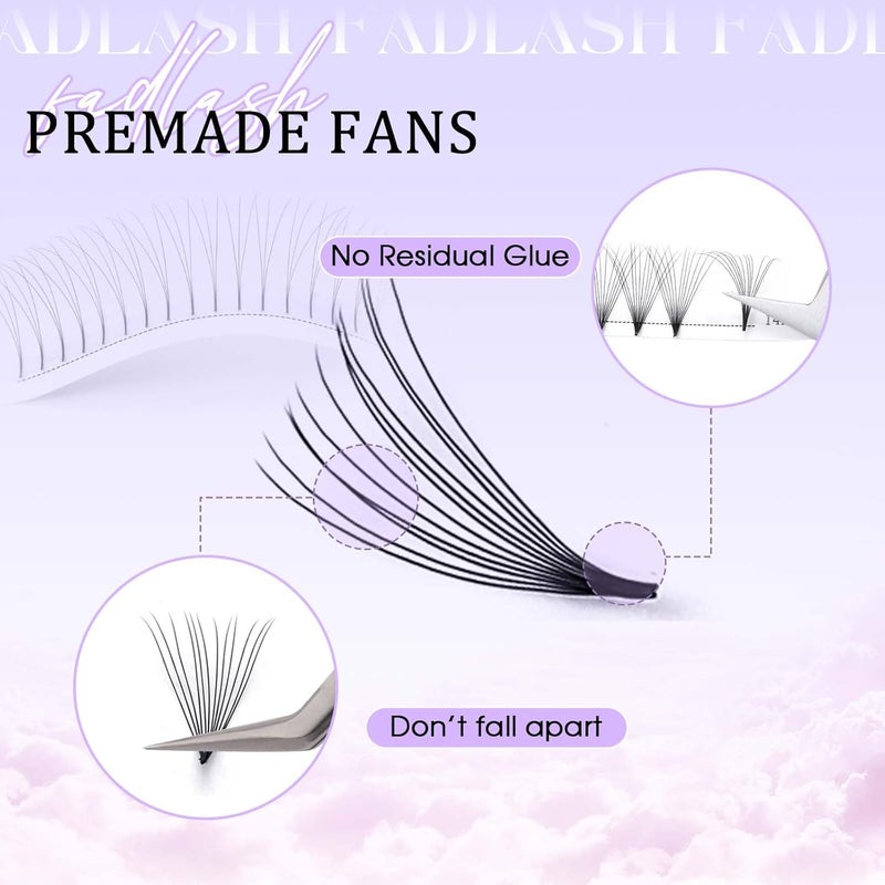 FADLASH Premade Lash Fans D Curl Premade Fans Eyelash Extensions 12D 0.07 Volume Lash Fans Premade Handmade Premade Lash Extensions Fans (12D-0.07D-16mm) - Image 3