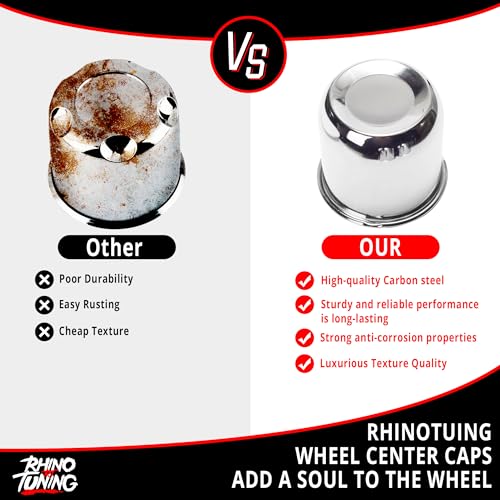 RTRHINOTUNING 3.19 in Trailer Wheel Center Caps Push Through Center Caps for Truck RV Rims 3.19" Center Bore Closed-End Hub Caps - Image 4
