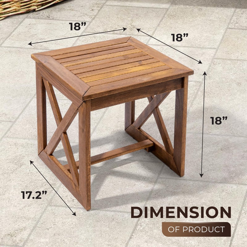 ARROWSTONE 100% Acacia Wood Small Table, Outdoor Side Table for Patio, Poolside, Garden, Backyard, Entryway, Outdoor Space (X-braced Style) - Image 3