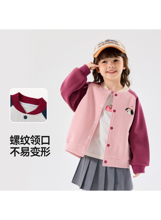 Doodle Home girls' Baseball Jacket - Sweet Autumn Kids Coat, Baby Girl Cardigan, Fall Outwear For Toddlers - Image 3