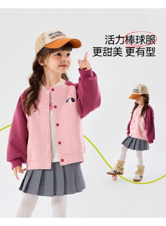Doodle Home girls' Baseball Jacket - Sweet Autumn Kids Coat, Baby Girl Cardigan, Fall Outwear For Toddlers - Image 1