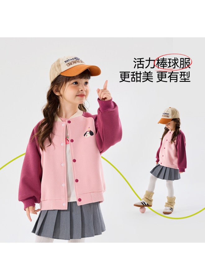 Doodle Home girls' Baseball Jacket - Sweet Autumn Kids Coat, Baby Girl Cardigan, Fall Outwear For Toddlers - Image 2