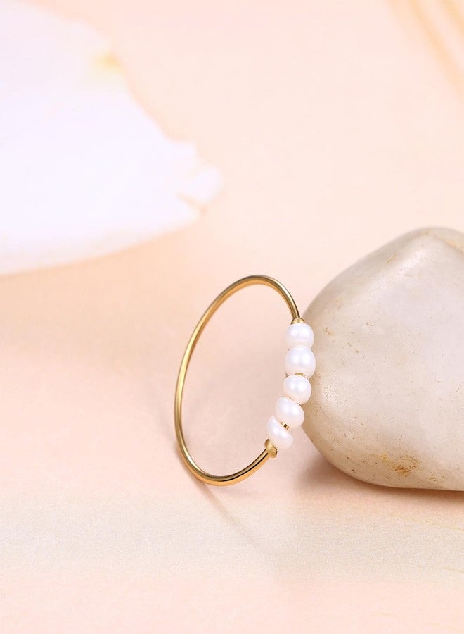 Cupimatch Freshwater Pearl Women's Ring: Stainless Steel Ring for Women Gold Stackable Wedding Ring Holiday Gifts for Women for Mother's Day - Image 5