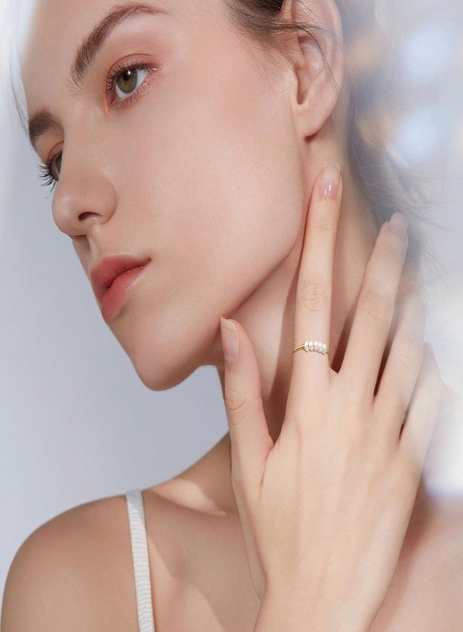 Cupimatch Freshwater Pearl Women's Ring: Stainless Steel Ring for Women Gold Stackable Wedding Ring Holiday Gifts for Women for Mother's Day - Image 2
