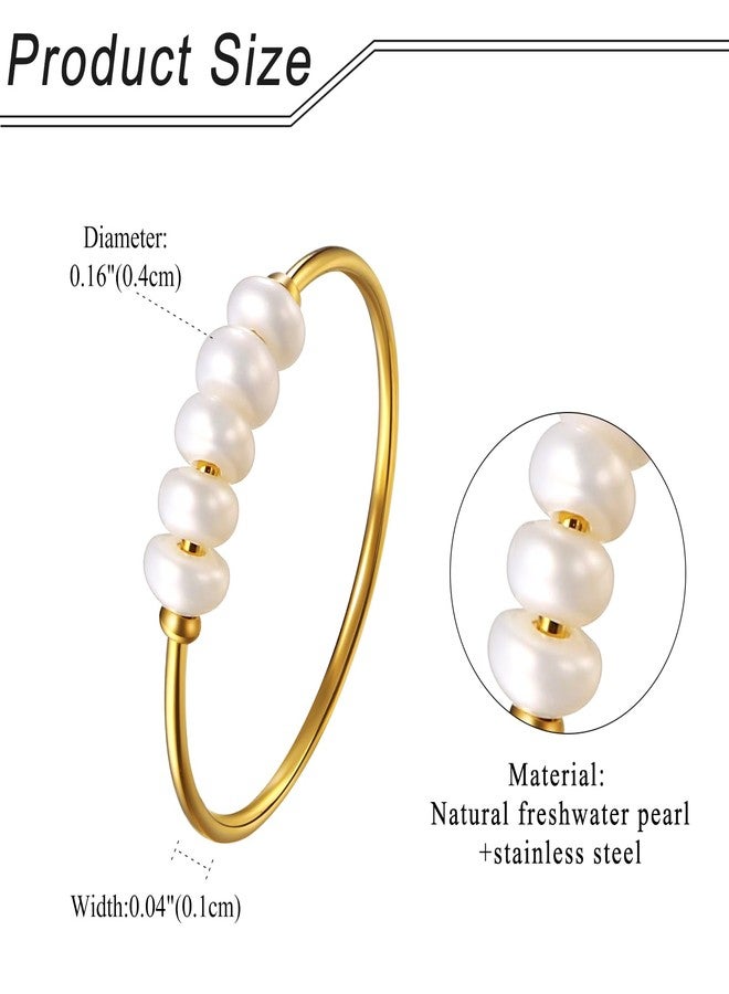 Cupimatch Freshwater Pearl Women's Ring: Stainless Steel Ring for Women Gold Stackable Wedding Ring Holiday Gifts for Women for Mother's Day - Image 4