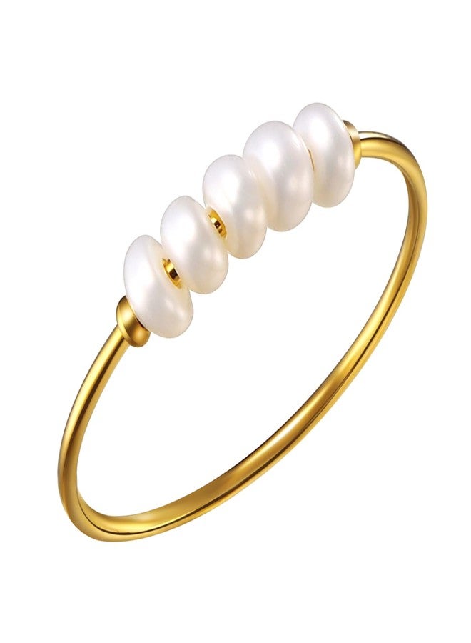 Cupimatch Freshwater Pearl Women's Ring: Stainless Steel Ring for Women Gold Stackable Wedding Ring Holiday Gifts for Women for Mother's Day - Image 1
