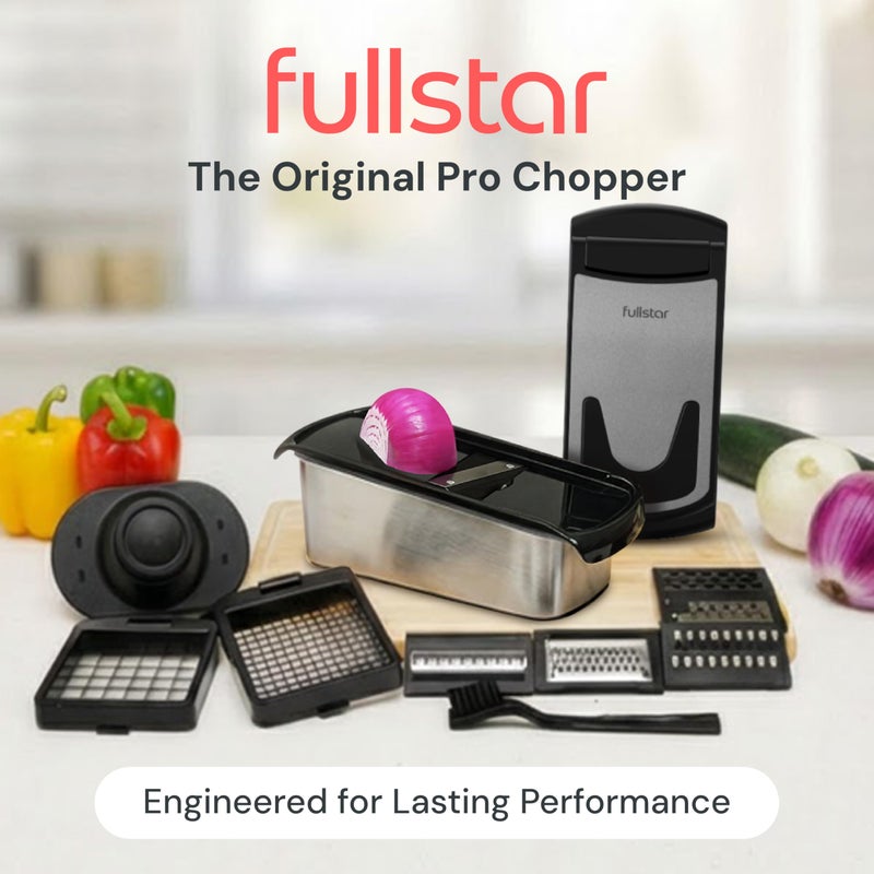 Fullstar Premium Vegetable Chopper and Mandoline Slicer - Food Chopper and Spiralizer with Container, Julienne Slicer, Fruit Slicer, Veggie Cutter, Kitchen Gadgets & Gift for Mom (14 in 1, Silver) - Image 2