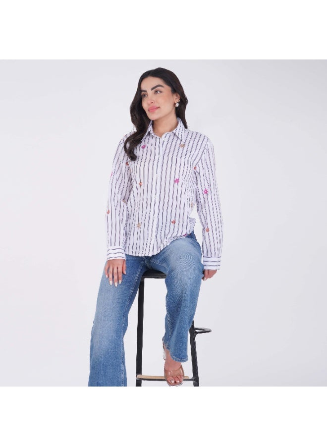 Linelle Soft Crepe Ladies Shirt – Collar Neck and Full Sleeves - Image 1