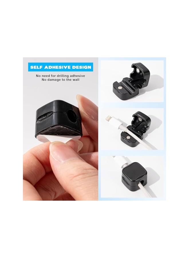 Green Tiger Magnetic Cable Clips, Cable Holder Clips, 6 Pcs Adjustable Spring Clip Design Practical Portable Tool, Adhesive Cord Management for USB Cable, Suitable for Desktop, Table Edges, Table Corners - Image 2