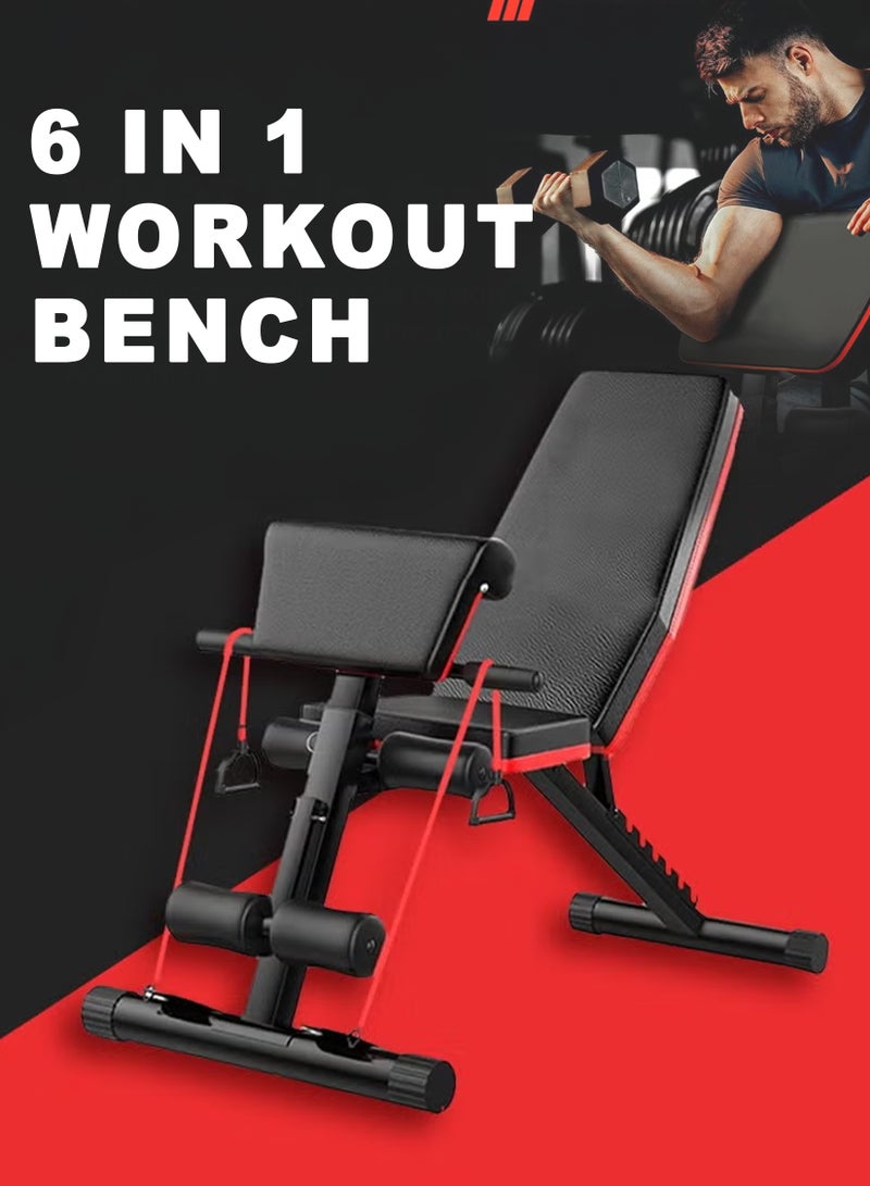 Toshionics FitBench 150 – Adjustable Foldable Weight Bench for Home Gym | 7-Level Incline/Decline | 150KG Capacity | with Resistance Bands & Preacher Curl Pad | Flat Incline Decline Utility Bench for Dumbbell Press, Core Training, Sit-Ups, Full Body Workout, Strength & Muscle Building  - Image 1