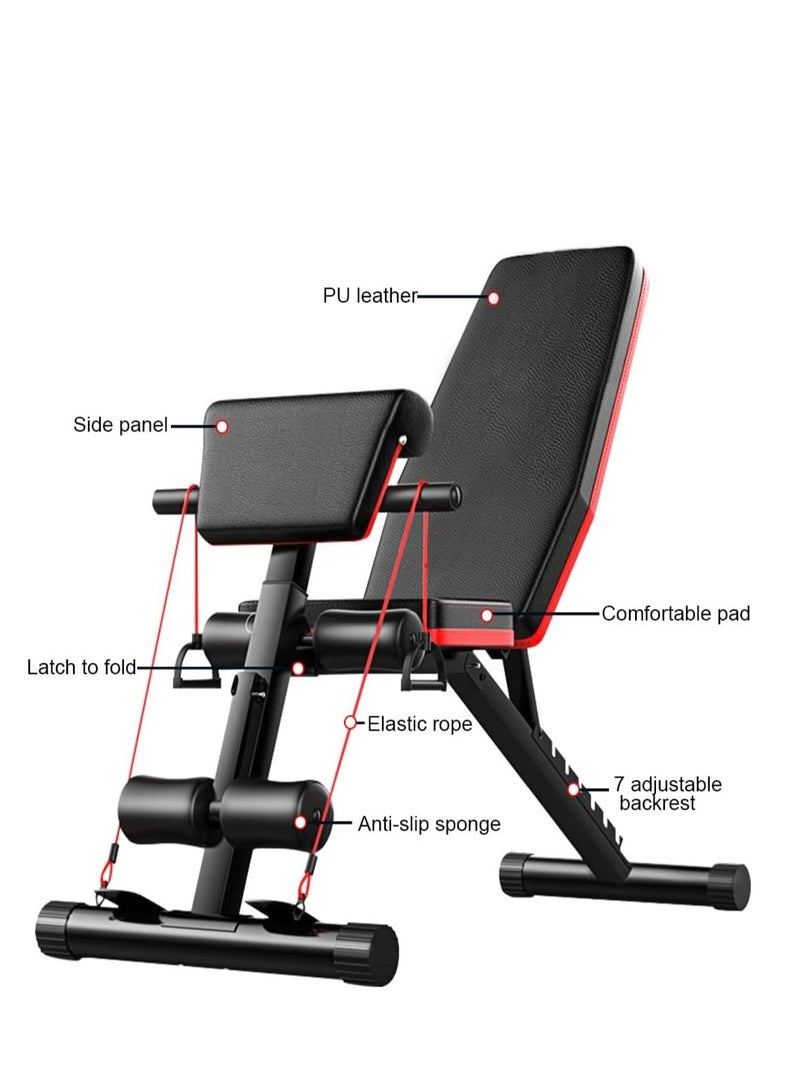 Toshionics FitBench 150 – Adjustable Foldable Weight Bench for Home Gym | 7-Level Incline/Decline | 150KG Capacity | with Resistance Bands & Preacher Curl Pad | Flat Incline Decline Utility Bench for Dumbbell Press, Core Training, Sit-Ups, Full Body Workout, Strength & Muscle Building  - Image 5