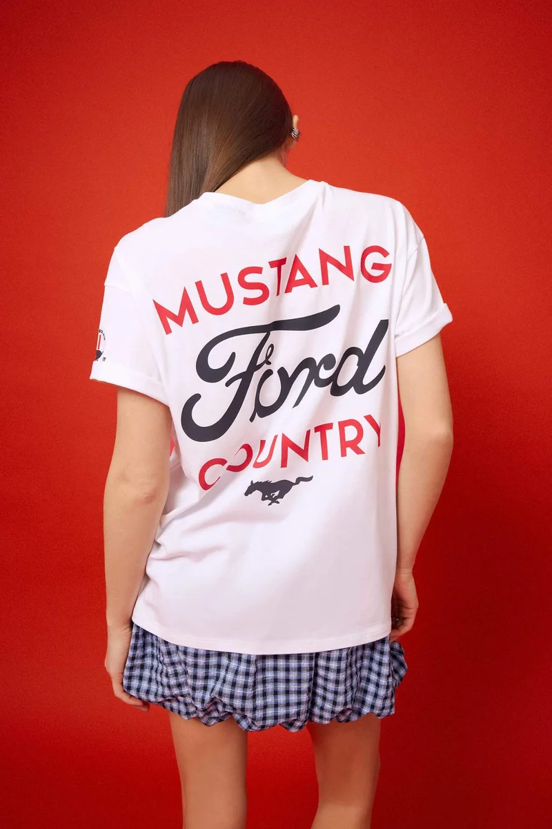 ديفاكتو Ford Motor Company Oversize Fit Printed T-Shirt
