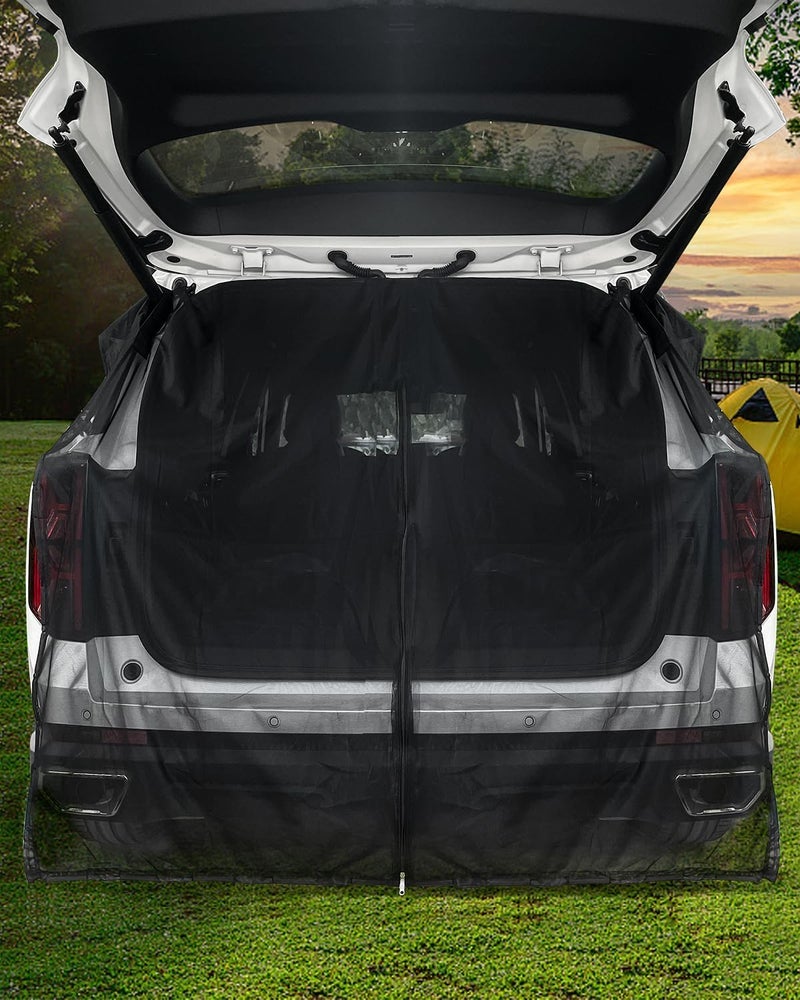 QUICKWOLF Car Tailgate Mosquito Net for SUV MPV,Quickwolf Car Camping Magnetic Mesh Screen Camping Tent Car Camping Accessories for Metal Tailgates(L-67-59Inch) - Image 1