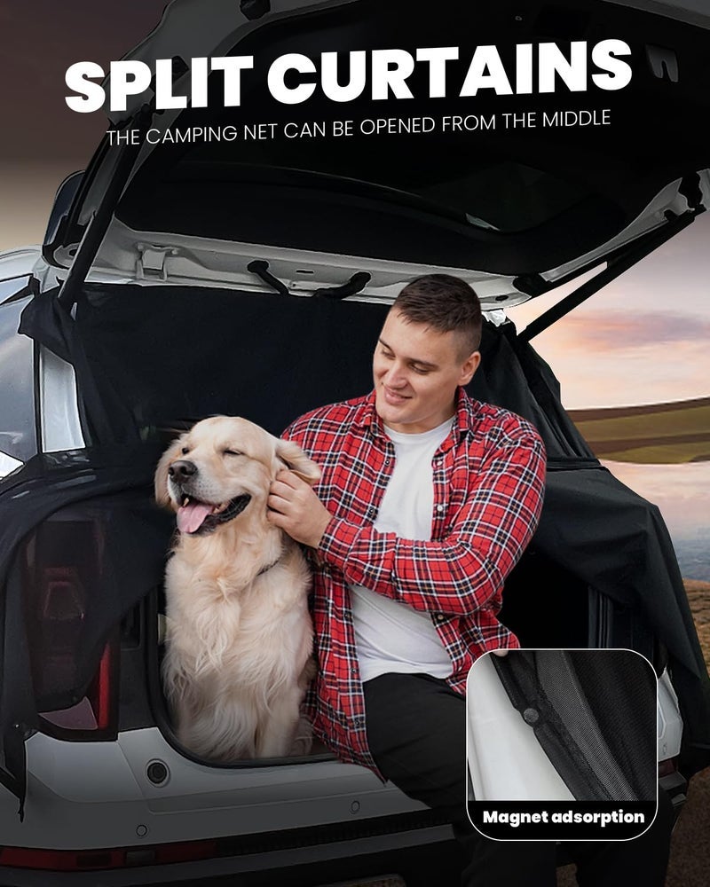 QUICKWOLF Car Tailgate Mosquito Net for SUV MPV,Quickwolf Car Camping Magnetic Mesh Screen Camping Tent Car Camping Accessories for Metal Tailgates(L-67-59Inch) - Image 3