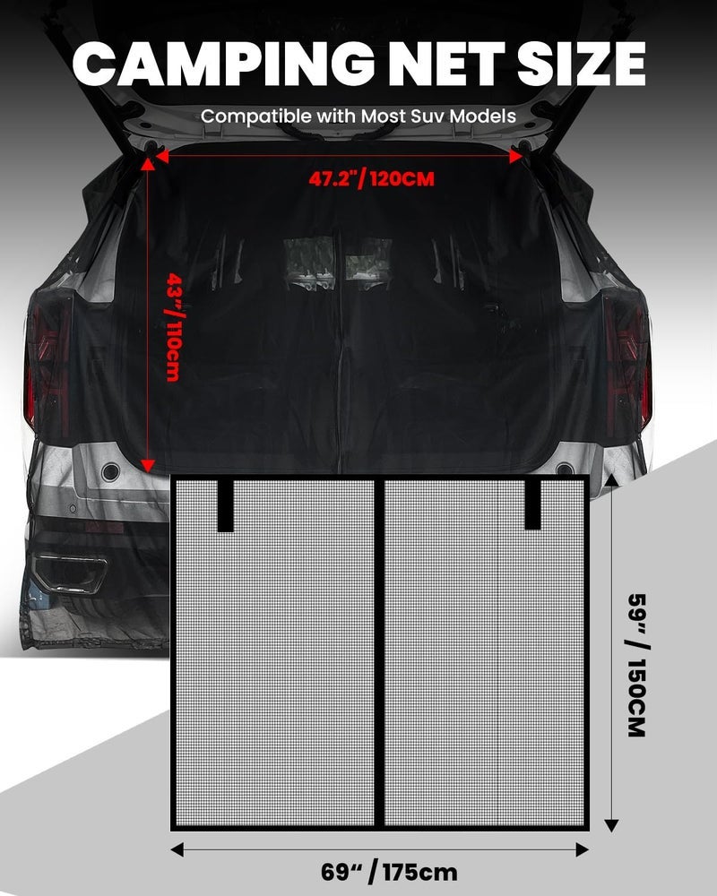 QUICKWOLF Car Tailgate Mosquito Net for SUV MPV,Quickwolf Car Camping Magnetic Mesh Screen Camping Tent Car Camping Accessories for Metal Tailgates(L-67-59Inch) - Image 4