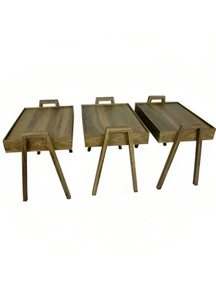 Generic 3-Piece Coffee And Tea Service Table Set Brown 50x35x41cm  - Image 2