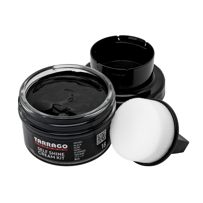 Tarrago Self Shine Shoe Polish with Applicator – Quick Shine Shoe Cream for Leather Boots and Shoes - 1.76 Fl. Oz – Black #18 - Image 1
