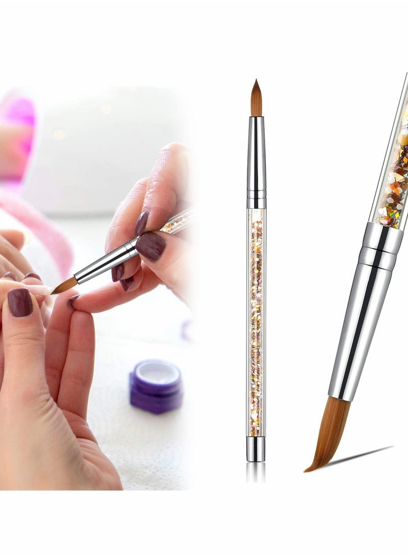 SYOSI - Acrylic Nail Brush, 6 Sable Hair Round Oval Professional Nail Art Painting Brush With Special Liquid Glitter Handle for Manicure Pedicure Application -1 Pcs - Image 1