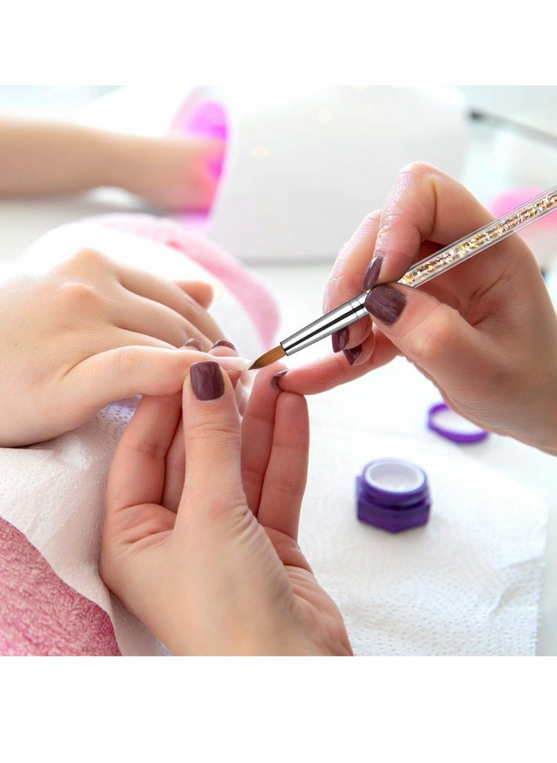 SYOSI - Acrylic Nail Brush, 6 Sable Hair Round Oval Professional Nail Art Painting Brush With Special Liquid Glitter Handle for Manicure Pedicure Application -1 Pcs - Image 1