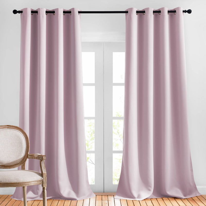 NICETOWN Room Darkening Drapes for Nursery  52 inches Width by 120 inches Length Lavender Pink 1 Pair Light Blocking Curtain Panels for Bedroom Girl Room Soft Fabric Window Treatment