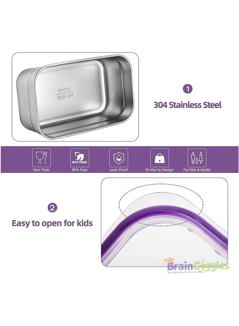 BrainGiggles Insulated Leakproof BPA- Free Stainless Steel Bento Lunchbox, Airtight and Compact Lunch Box for Adults and Kids with 3 Independent Compartments (Green) - Image 3