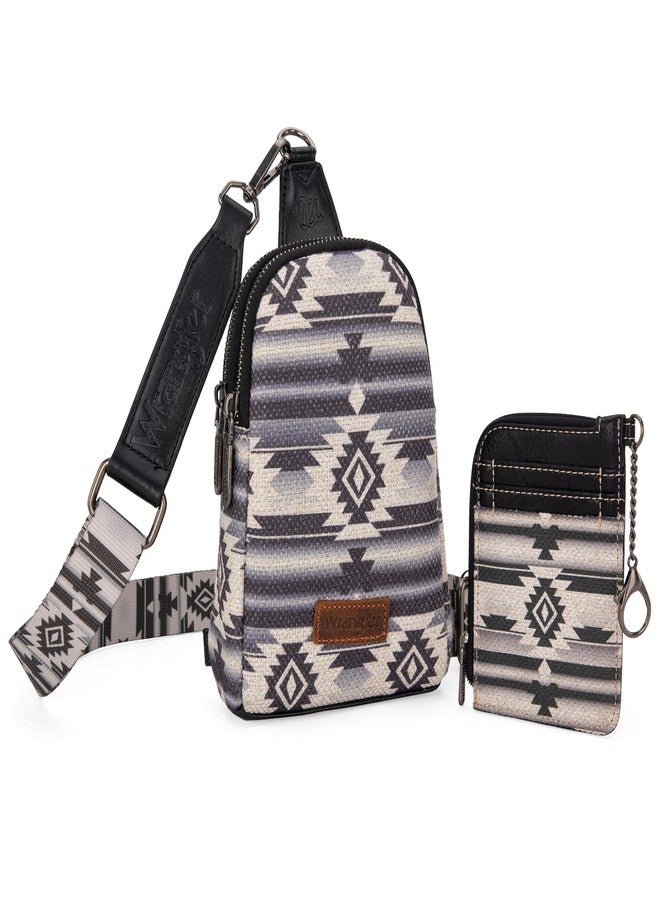 Wrangler Crossbody Bag with Card Wallet Aztec Sling Bag Purse Set WG2205-210WBK - Image 4