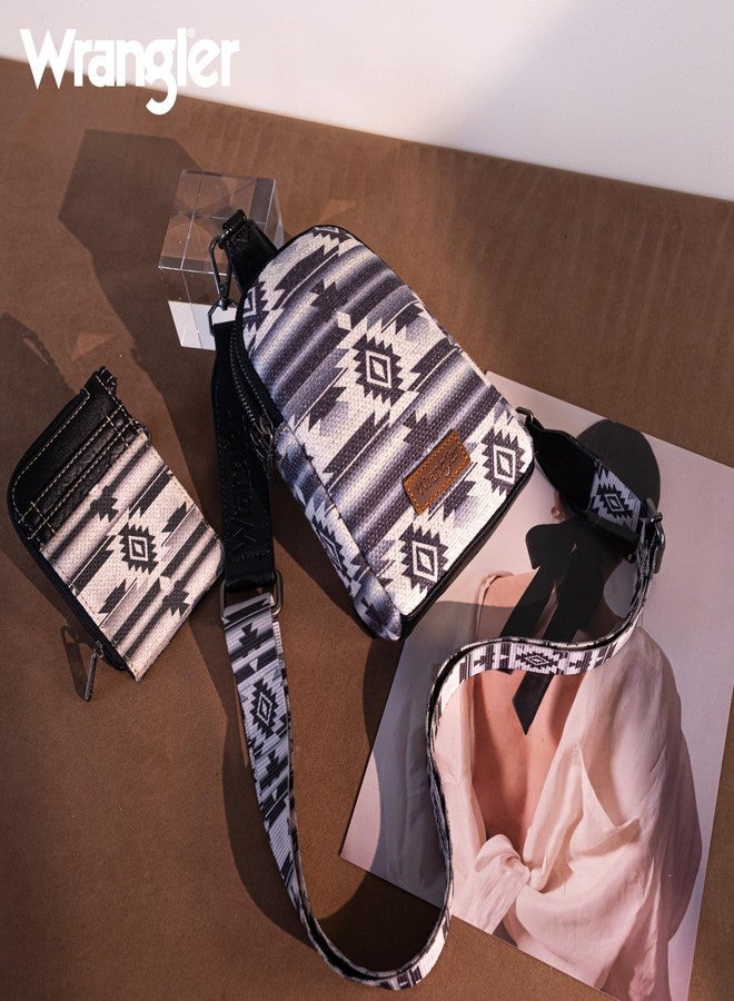 Wrangler Crossbody Bag with Card Wallet Aztec Sling Bag Purse Set WG2205-210WBK - Image 2