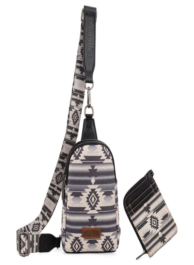Wrangler Crossbody Bag with Card Wallet Aztec Sling Bag Purse Set WG2205-210WBK - Image 1