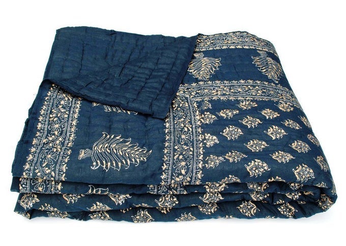 TRADITIONAL FAMOUS JAIPURI BEAUTIFUL FLORAL PRINT IN MULTI BLUE JAIPURI RAJAIRAZAIQUILT KING SIZEKING SIZE BED QUILTCOMFORTERAC QUILTAC COMFORTER