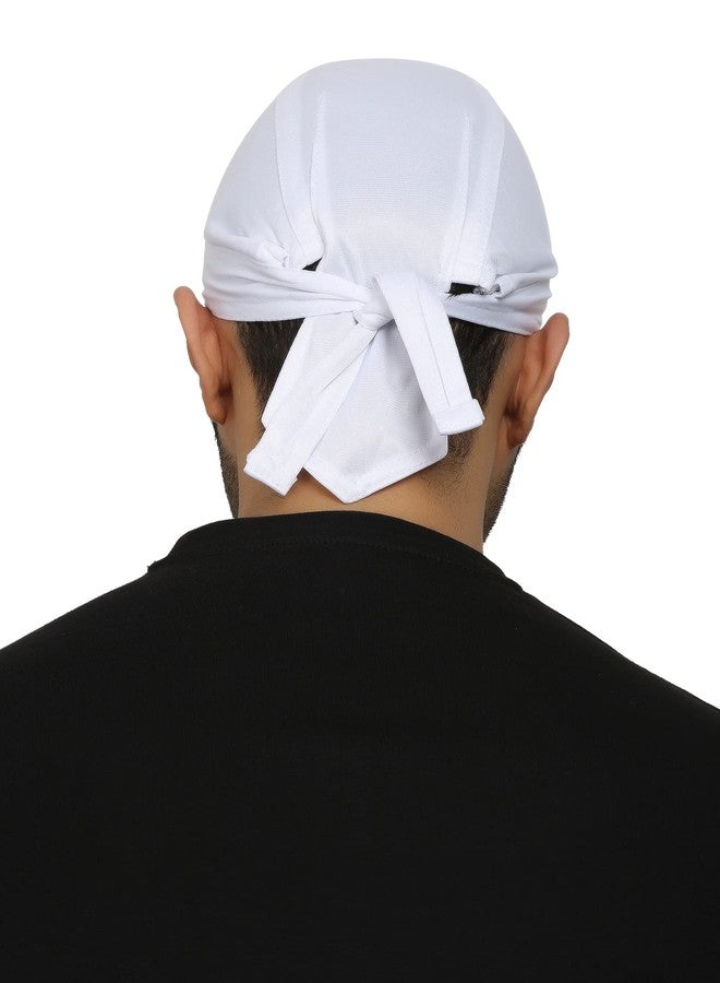 BISMAADH Polyester Multifunctional Moisture Wicking Skull Caps Doo Rag Headwrap For Men & Women Pack of 1 (White) - Image 4