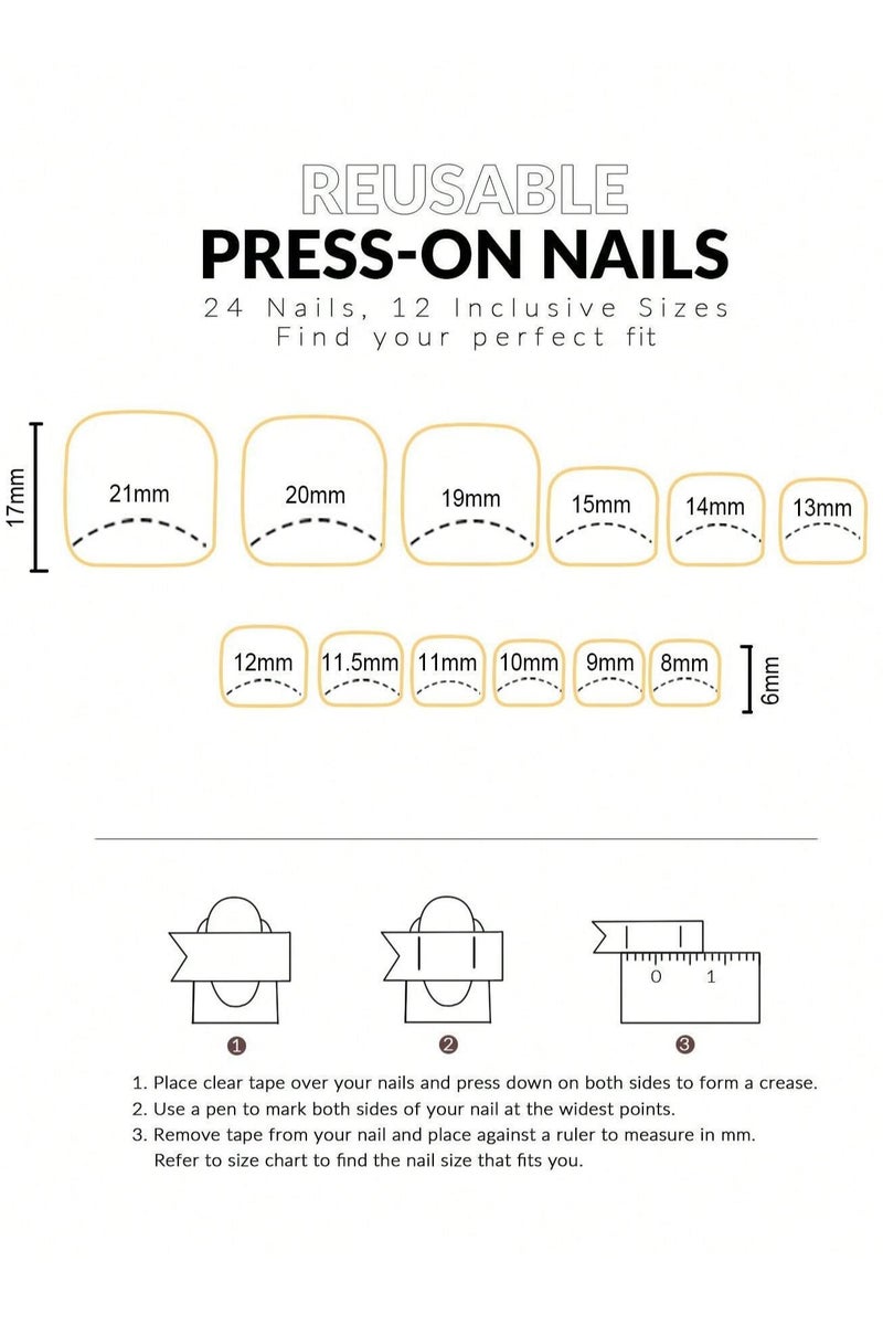 Fake Toenails with Square Design – 24 Nails with Glue and Nail File - Image 4