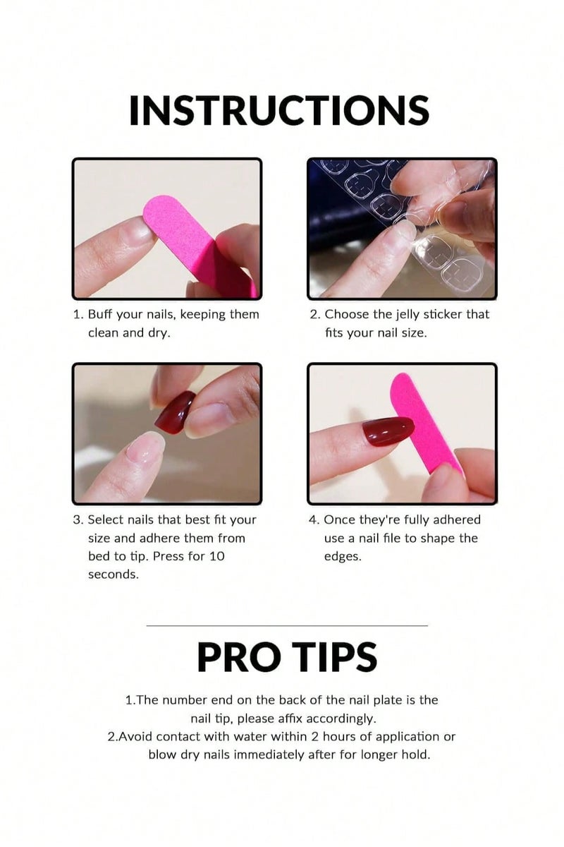 Fake Toenails with Square Design – 24 Nails with Glue and Nail File - Image 5