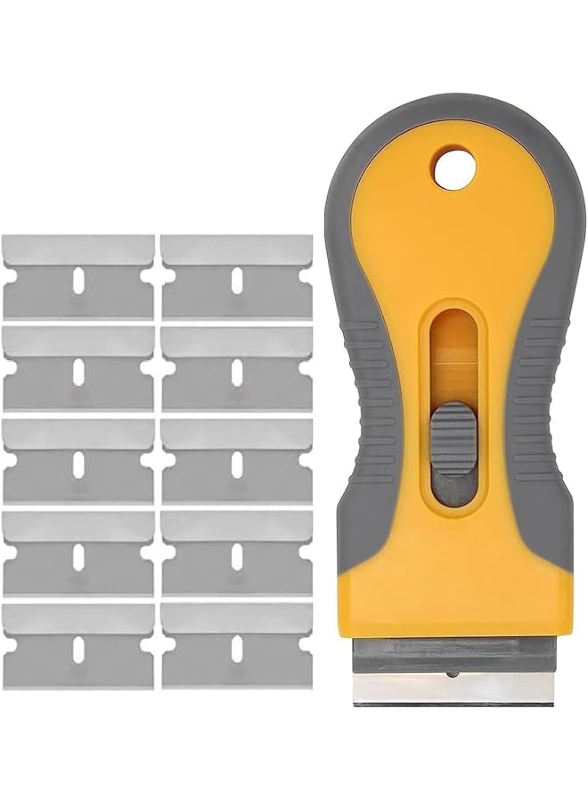 PROMASS promass Ceramic Scraper Car Sticker Remover, Ceramic Scraper, Metal Material Curved Design Non-Slip Handle Practical Portable Tool, Suitable For Cleaner Grease, Dirt, Coatings, Stickers, Adhesives 