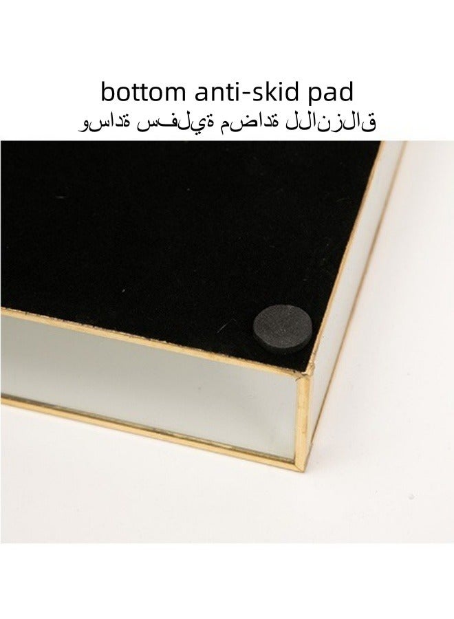 SHABILI Glass Decorative Tray，Dresser Jewelry Ring Dish Tank Storage Kitchen Countertop Organizer Plate Holder for Perfume Towel Bathroom Accessories, Coffee Table Tray for Living Room, Bathroom,1 Pack  - Image 4