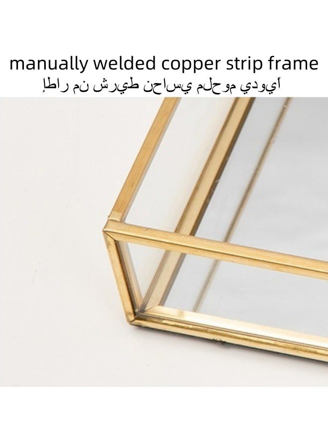 SHABILI Glass Decorative Tray，Dresser Jewelry Ring Dish Tank Storage Kitchen Countertop Organizer Plate Holder for Perfume Towel Bathroom Accessories, Coffee Table Tray for Living Room, Bathroom,1 Pack  - Image 3
