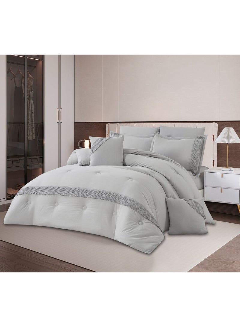 ShinyFlower Milk-Soft Comforter Bedding Set, Ultra Soft All-Season Quilt with Tassel Trim, Size 170×230cm 6PCS Bed Set - Image 2