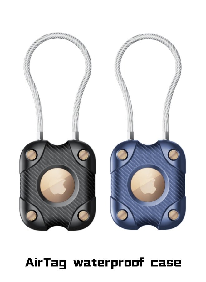 2 Pack Airtag Holder with Wire Cable, Secure Lock AirTag Keyring,IP67 Waterproof,360°Hard Protective Air Tag, Keyring Holder for Apple Air tag for Key Chain,Key Ring,Car,Luggage - Image 1