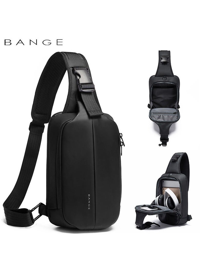 BANGE Cross Backpack Waterproof Crossbody Bag for Men Anti-theft Chest Bag Sling Bag Multiple Compartments Casual Lightweight Comfortable Multifunctional, Black - Image 1
