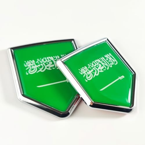 Newperlite ملصق علم المملكة العربية السعودية الجديد لسيارات نيوبرلايت، شعار علم المملكة العربية السعودية، ملحقات تزيين السيارات، درع كروم للشاحنات والمركبات، عبوة من 2 - Image 1