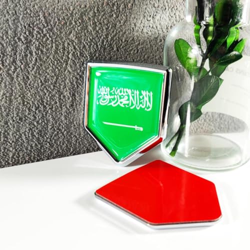 Newperlite ملصق علم المملكة العربية السعودية الجديد لسيارات نيوبرلايت، شعار علم المملكة العربية السعودية، ملحقات تزيين السيارات، درع كروم للشاحنات والمركبات، عبوة من 2 - Image 3