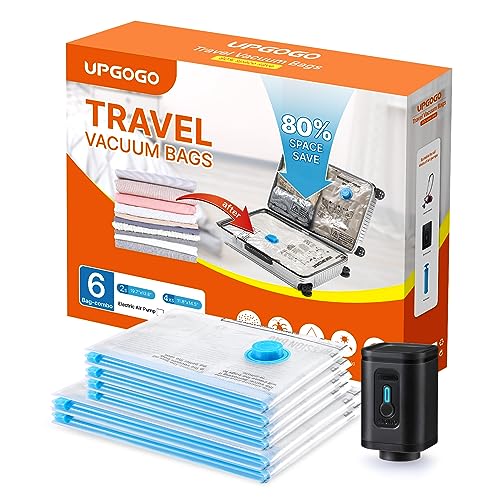 UPGOGO Travel Vacuum Bags Combo 6 Pack - Space Saver Vacuum Storage Bags for Clothing and Luggage - Image 1