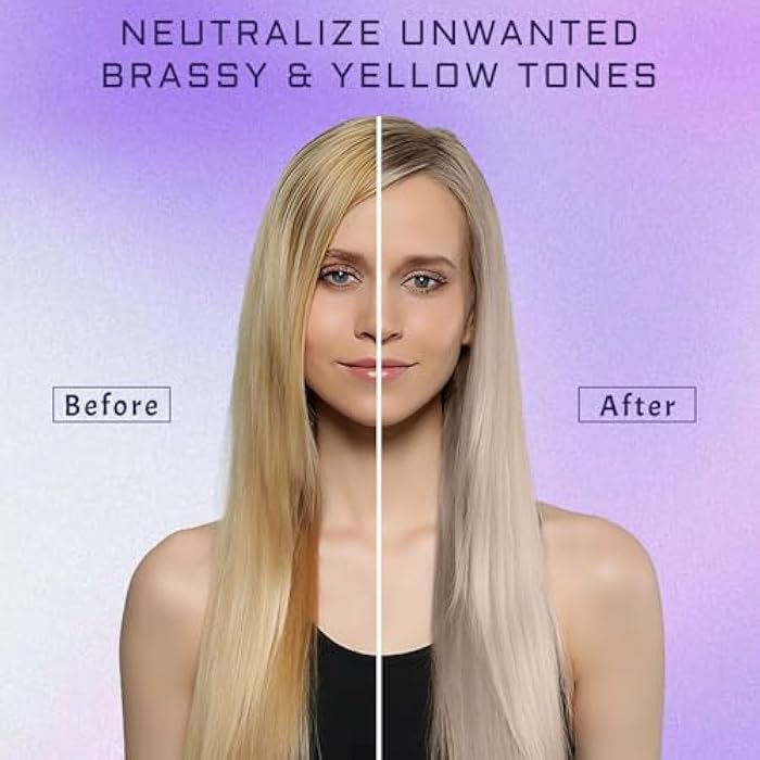 Purple Shampoo & Conditioner Set for Blonde, Silver, Brown, Bleached & Highlighted Hair - Tones Brassiness, Restores Damaged Hair, Deeply Hydrates & Enhances Shine - Color-Safe, 2 x 10.1 oz - Image 3