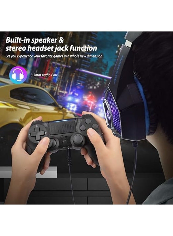 ذراع تحكم ألعاب لاسلكي متوافق مع P-4 / برو / سليم – مستشعرات مدمجة، بطارية قابلة للشحن 1000 مللي أمبير، ومقبس صوت – أسود - Image 3