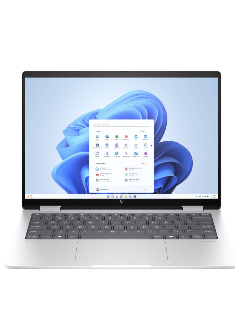 HP Envy X360 4-FA0023 2-In-1 (Upgraded Version) Laptop With 14-Inch WUXGA IPS Touch Display, AMD Ryzen 7 8840HS Processor/16GB RAM/1TB SSD/AMD Radeon Graphics/Windows 11 Home English Glacier Silver - Image 1